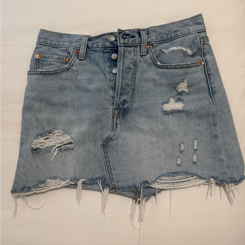 Levi’s Distressed Denim Mini Skirt